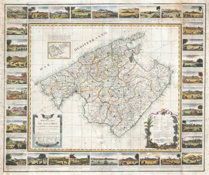 1814 Despuig Map of Majorca, Balaeric Islands, Spain (with surround)