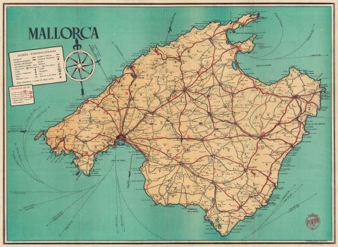 1950 PORAM Map of Mallorca / Majorca, Spain