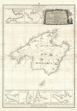 1787 Tofino Nautical Chart or map of Mallorca, Spain