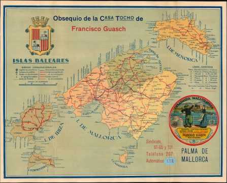 1925 Gausch Map of Mallorca and the Balearic Islands