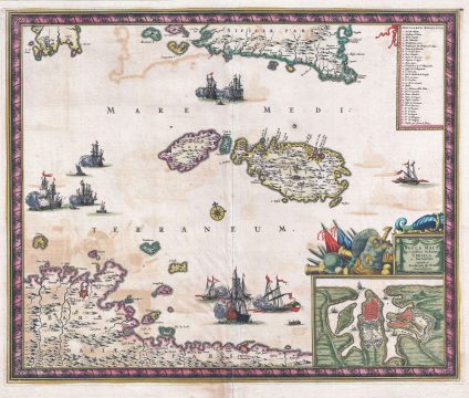 1680 De Wit Map of Malta and Gozo