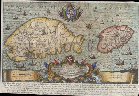 1761 Antonio Bova Map of Malta and Gozo