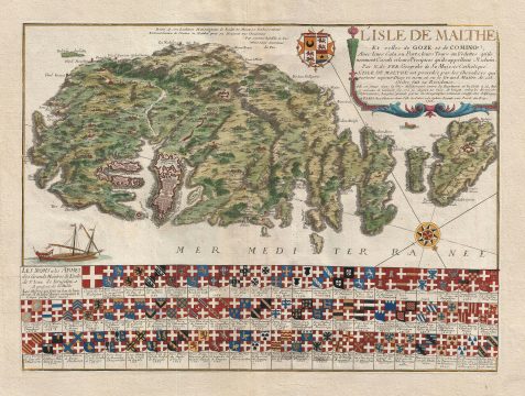 1722 De Fer Map of Malta and Gozo
