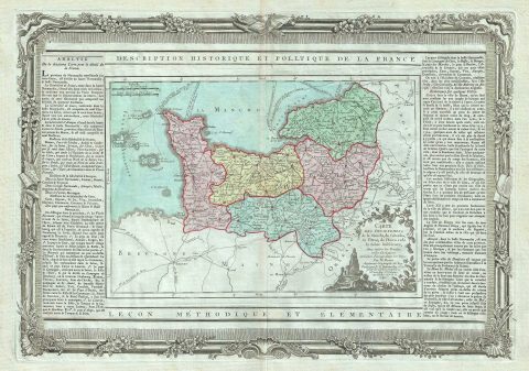 1786 Desnos and de la Tour Map of the Normandy Region in Northwest France