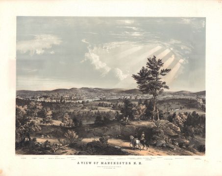 1855 Bachelder Bird's Eye View of Manchester, New Hampshire