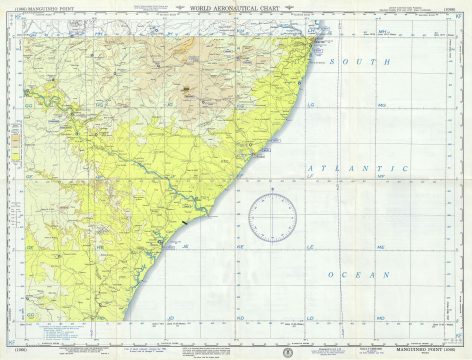1956 U.S. Air Force Aeronautical Map of the Eastern Coast of Alagoas, Brazil