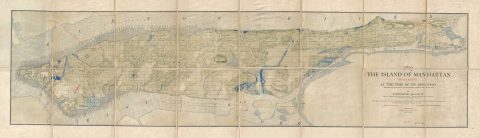 1909 MacCoun Map of Manhattan, New York, in 1609 w/ Indian Tribes