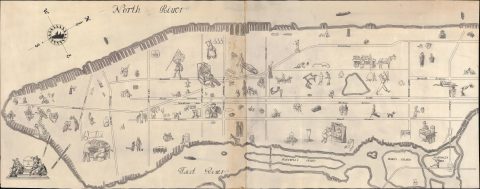 1940s Manuscript Pictorial Map of Mannhattan, New York City, by the Mattimores
