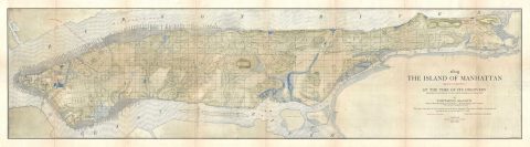 1909 MacCoun Map of Manhattan, New York, in 1609 w/ Indian Tribes