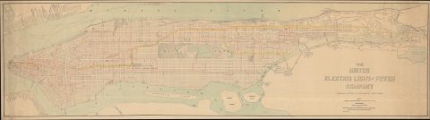 1903 Monaghan / United Light Electric and Power Wall Map of Manhattan