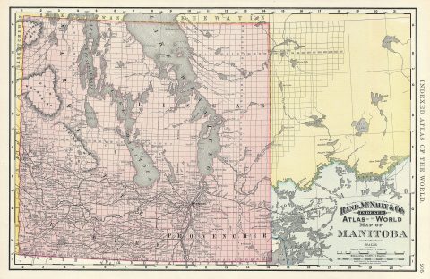 1892 Rand McNally Map of Manitoba, Canada