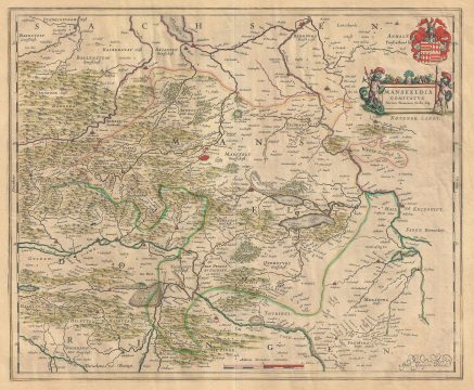 1655 Blaeu Map of Mansfeld, Germany