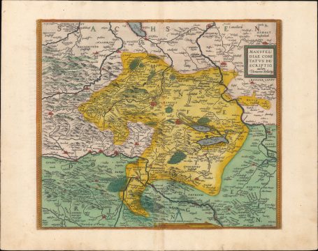1595 Oretlius Map of Mansfeld and Environs, Saonxy-Anhalt, Germany