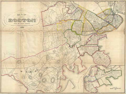 1872 Sampson and Davenport Map or Plan of Boston, Massachusetts