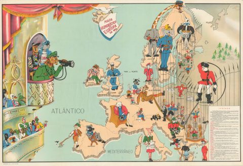 1953 Silva Portuguese Serio-Comic Map of Europe, the Iron Curtain, and Cold War