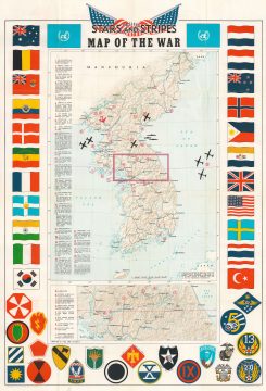 1953 Pacific Stars and Stripes Map of the Korean War - with the index!