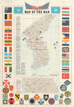 1953 Pacific Stars and Stripes Map of the Korean War