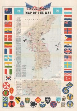1953 Pacific Stars and Stripes Map of the Korean War