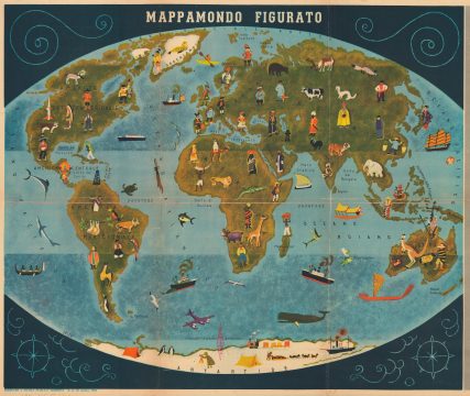 1958 Ciferri Pictorial Map of the World