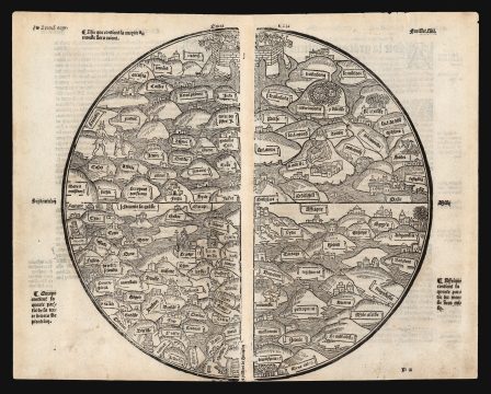 1491 / 1543 Earliest Acquirable Medieval 'Mappamundi' World Map
