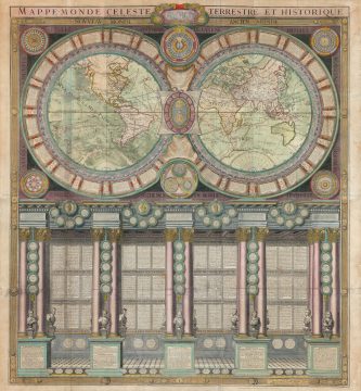 1787 Jaugeon / Desnos Wall Map of the World in Hemispheres