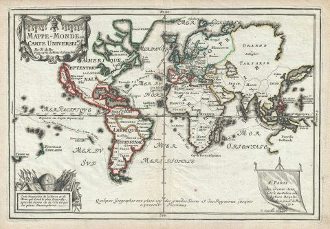 1702 De Fer Map of the World