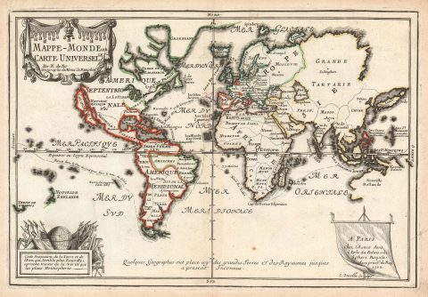 1702 De Fer Map of the World