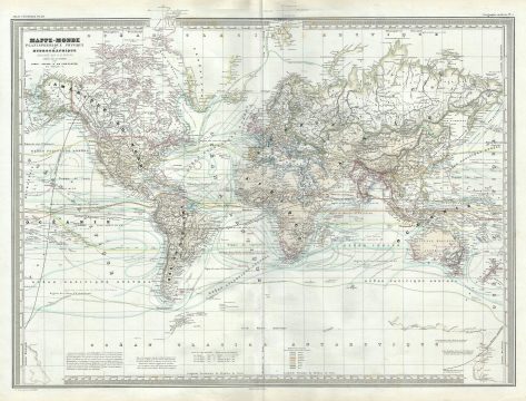 1860 Dufour Physical Map of the World