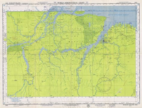 1956 U.S. Air Force Aeronautical Chart or Map of the Marajo Island, Brazil