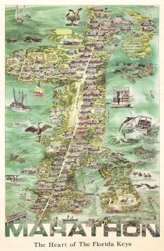 1985 Ron Weaver Pictorial Map of Marathon Key, Florida