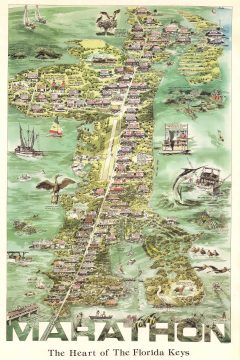 1985 Ron Weaver Pictorial Map of Marathon Key, Florida