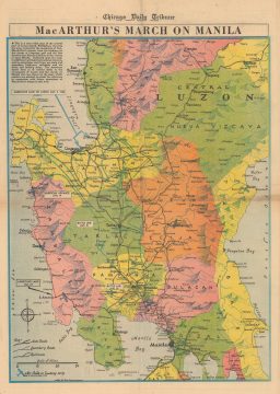 1945 Van Swearingen Map of Central Luzon, Philippines, and MacArthur's March on Manila