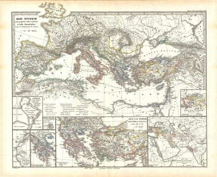 1865 Spruner Map of the Mediterranean from the Punic Wars to Mithridates the Great