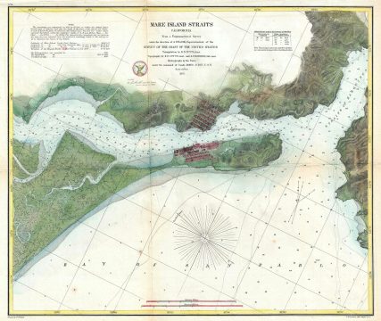 1857 U.S. Coast Survey Map of Mare Island Strait, San Francisco Bay, California