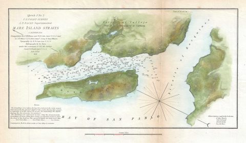 1851 U.S. Coast Survey Chart or Map of Mare Island Strait, California