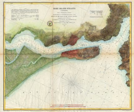 1857 U.S. Coast Survey Map of the Mare Island Straits,  Vallejo, and the Napa River (Near San Franci