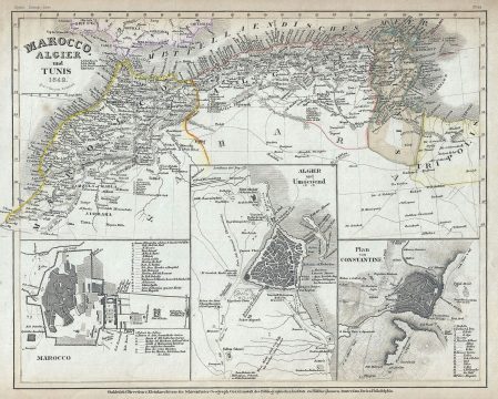 1849 Meyer Map of Barbary Coast: Morocco, Algeria, Tunisia