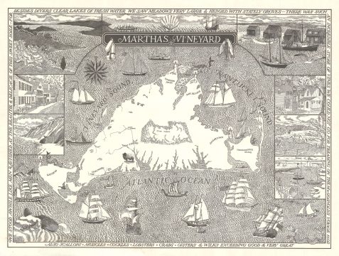1976 Consuelo Joerns Pictorial Map of Martha's Vineyard