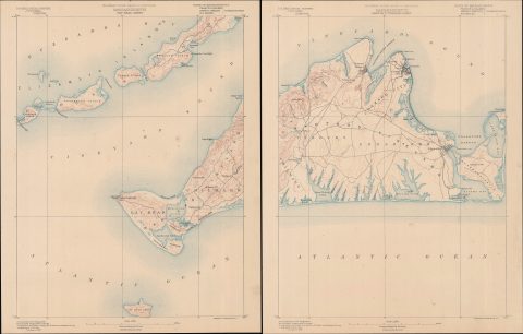 1887 U. S. Geological Survey Map of Martha's Vineyard, Massachusetts (2 Sheets)