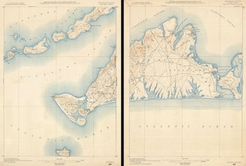 1917 U.S. Geological Survey Map of Marthas Vineyard, Massachusetts