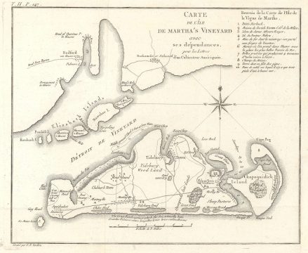 1785 Tardieu / Crevecoeur Map of Martha's Vineyard, Massachuysetts