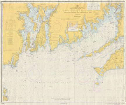 1958 U.S. Coast Survey Chart of Martha's Vineyard to Block Island