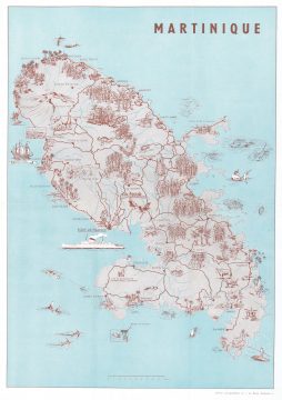 1958 La Revue Francaise Pictorial Map of Martinique