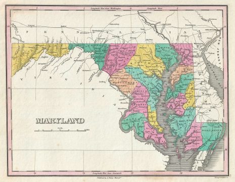 1828 Finley Map of Maryland