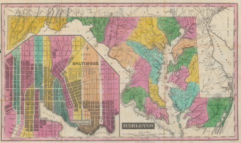 1819 Fielding Lucas Map of Maryland, Baltimore