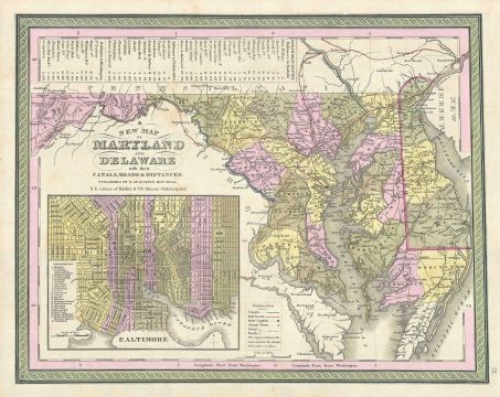 1849 Mitchell Map of Maryland and Delaware