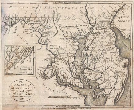 1799 John Payne Map of the Chesapeake Bay : Maryland and Delaware.