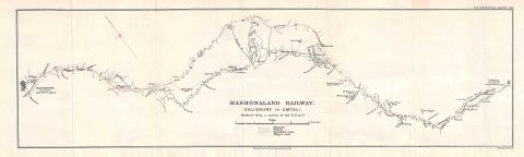 1900 British South Africa Company Map of a Rail Line in Zimbabwe (Rhodesia)