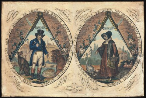 1820 William Darton Masonic Broadside 'Keep Within Compass'