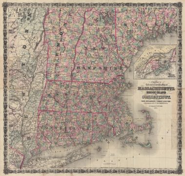 1873 Colton Railroad Map of Massachusetts, Connecticut, and Rhode Island